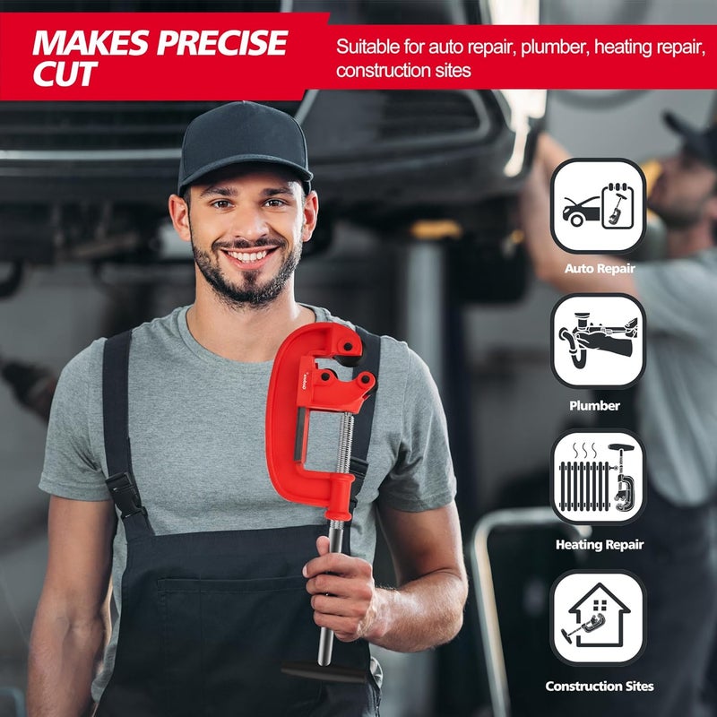 Godora Professional 1-3" Pipe Cutter Tool with an Extra Blade, Sharp Rigid Tubing Cutter Cuts Up to Galvanized Pipe and Iron Pipe, Heavy Duty Metal Tube Cutter Great for Plumbers or Metalworkers - Image 4
